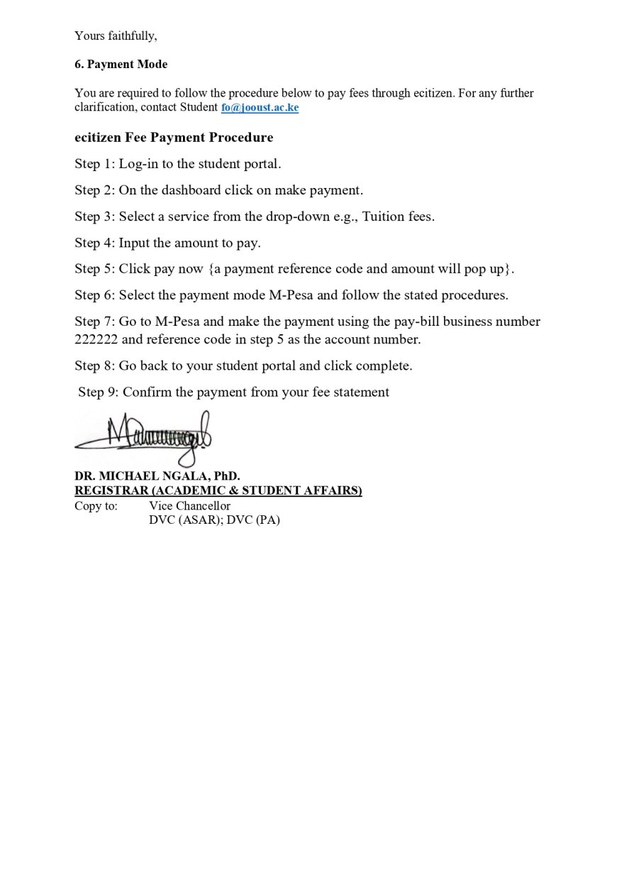 SEMESTER REGISTRATION AND PAYMENT OF FEES FOR THE  2025/2026 ACADEMIC YEAR