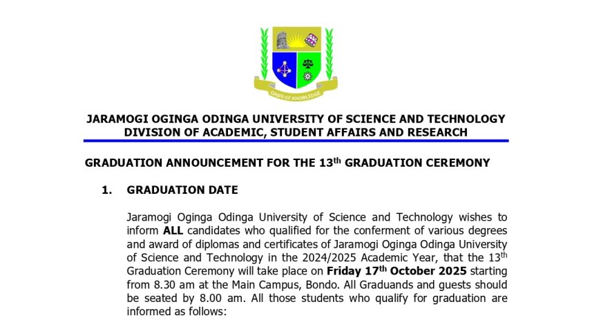 Graduation announcement for the 13th Graduation Ceremony