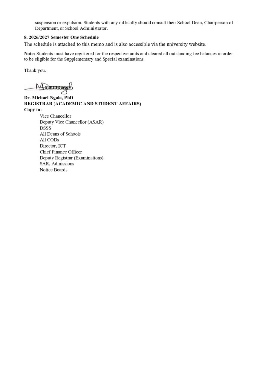 RELEASE OF EXAMINATION RESULTS AND REGISTRATION FOR SUPPLEMENTARY/SPECIAL EXAMINATIONS
