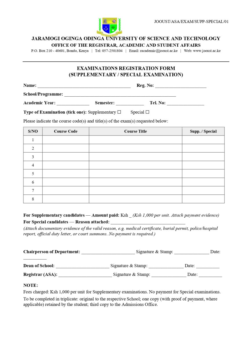 RELEASE OF EXAMINATION RESULTS AND REGISTRATION FOR SUPPLEMENTARY/SPECIAL EXAMINATIONS